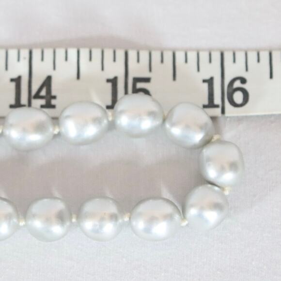 Opera Necklace Silver Tone Knotted Pearlesque Bubblegum Ball Beads - Picture 4 of 5